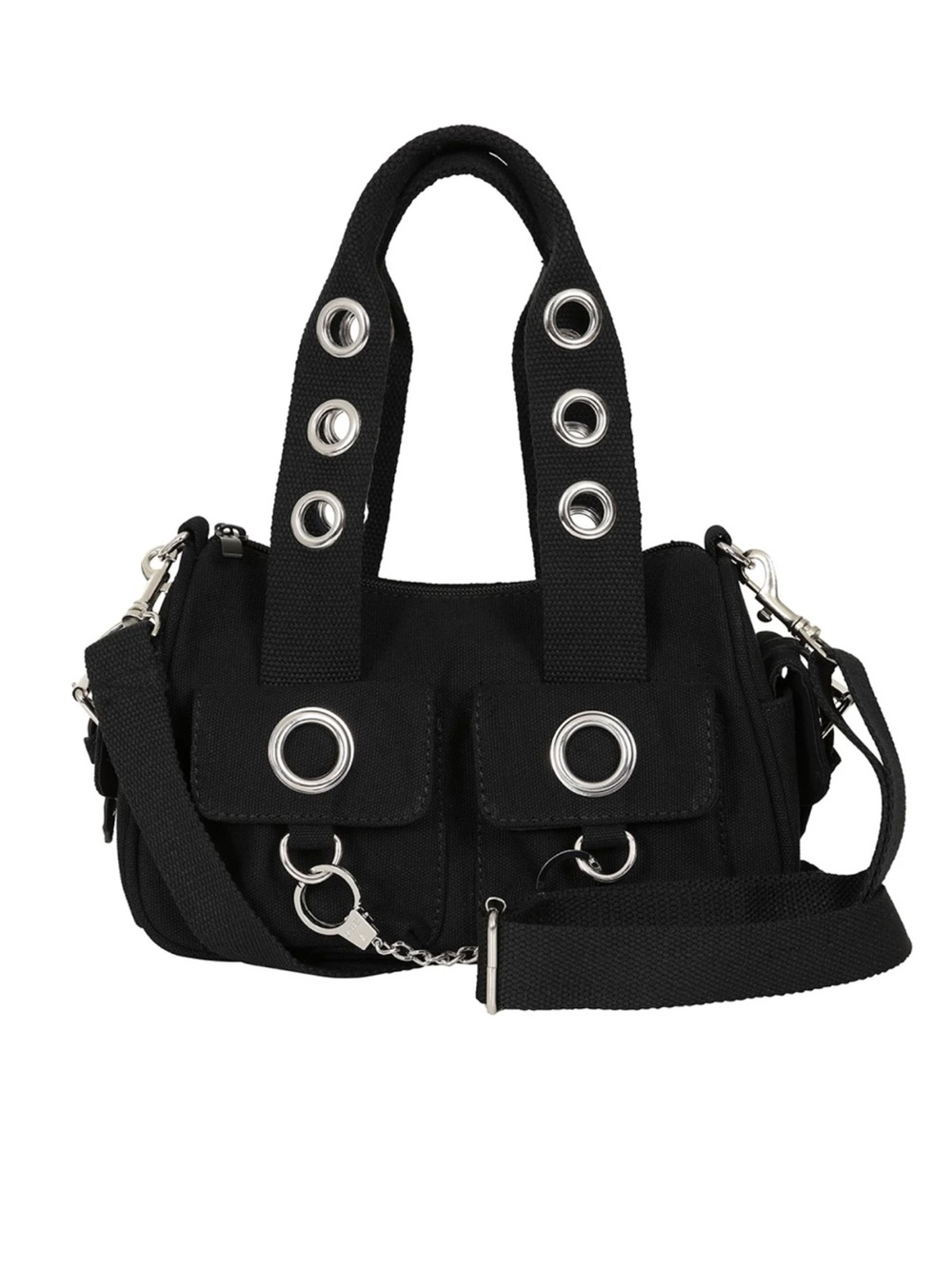 BANNED Black Grommet-Trim Canvas mini Handbag